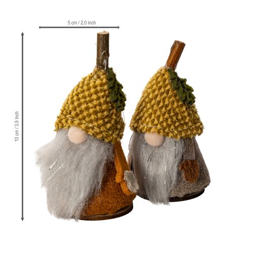 tételeket Gnóm figurakészlet kötött sapkával és makkal, 10 cm, 6 darabos
