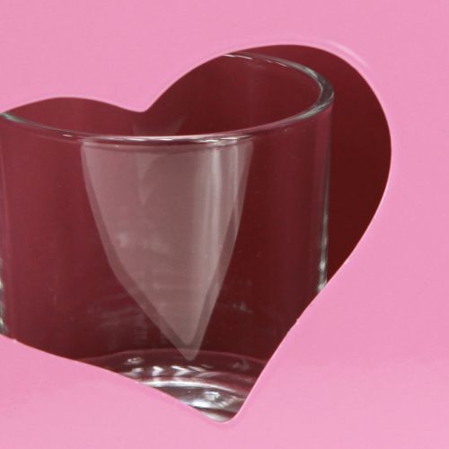 tételeket Fém lámpás üvegbetétes táskával, rózsaszín, M18cm, 2db