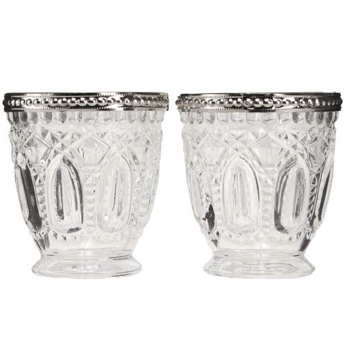 Floristik24 Szélkönnyű retro üveg fém éllel átlátszó Ø7cm H8cm 6 db