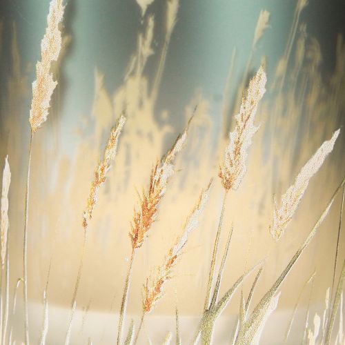 tételeket Dekoratív üveglámpás fű mintával hangulatos szobai kiegészítőkhöz, kék, 8 cm, 4 darab.