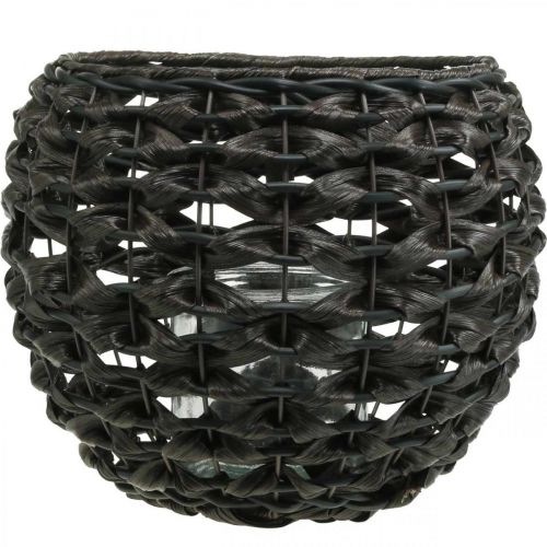 tételeket Lámpás fonott fekete, barna nyári dekoráció Ø31cm H25cm