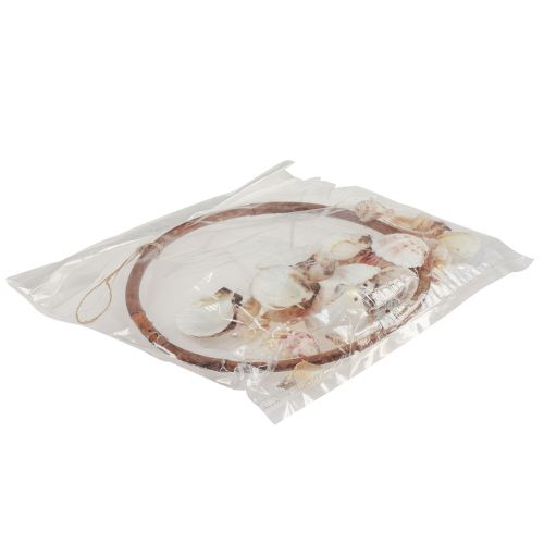 tételeket Szélcsengő kagylóval dekoratív gyűrű természetes fa Ø20cm H66cm