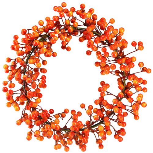 Bogyókoszorú dekoratív gyűrűs bogyók piros narancssárga mesterséges Ø30cm