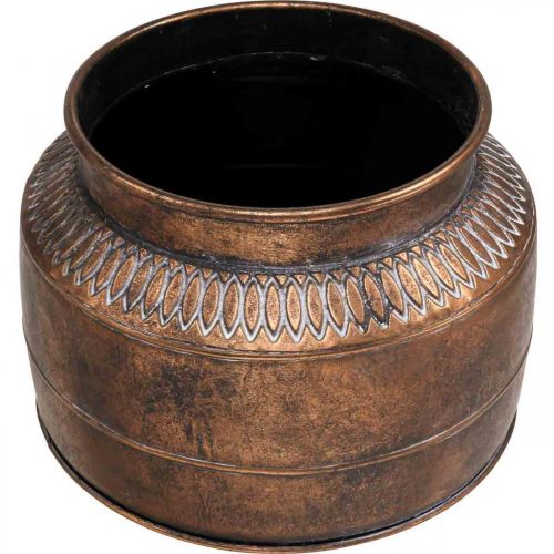 Floristik24 Ültetőgép nagy fém réz domborműves dísznövénytartó Ø31,5cm H23cm