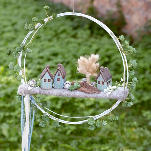 tételeket Dekoratív kerámia ház kékesbarna vintage M6.5/7cm 6 db