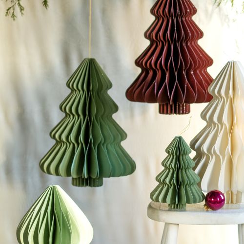 tételeket Dekoratív papírfenyő dísz, karácsony, menta ezüst, 40 cm, 2 db-os szett