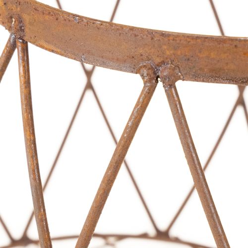 tételeket Ovális drótkosár fogantyúval, kerti dekoráció, rozsdabarna felület, 30/25 cm, 2 db-os szett