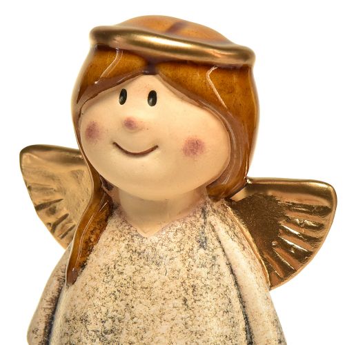tételeket Angyali díszítőfigurák - Krém-fehér, arany díszítéssel, 13 cm - Mennyei szépítés az otthonodba - 2 db-os csomag