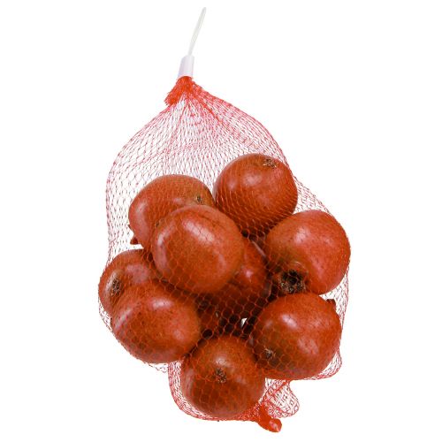 tételeket Mű gránátalma dekoráció hálóba csomagolva, megtévesztően realisztikus, piros-sárga-zöld, Ø5,5 cm, 12 darab