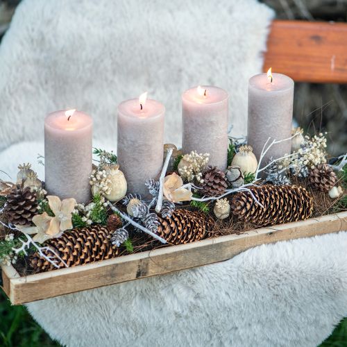 tételeket Fából készült fogantyús tálca, dísztálca, hosszúkás, natúr, 50×19×3cm