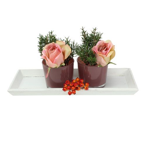 Floristik24 Fa tálca fehér 39cm x 15cm