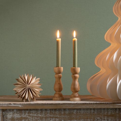 tételeket Gyertyatartó fa asztaldísz kúpos gyertyákhoz H17cm 2 db