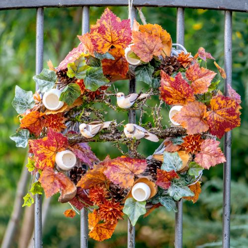 tételeket Mesterséges szőlőlevelek Piros narancssárga zöld műnövények 63cm 3db