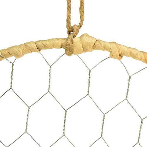 tételeket Fém díszgyűrű akasztáshoz Raffia Silver Natural Ø28cm 4 db