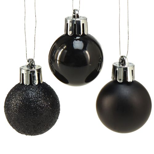 Mini Tree Balls Fekete törésálló műanyag Ø3cm 14db