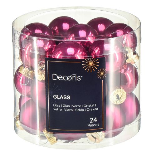 tételeket Mini üveggolyók Karácsonyfa golyók rózsaszín Ø2,5cm 22db