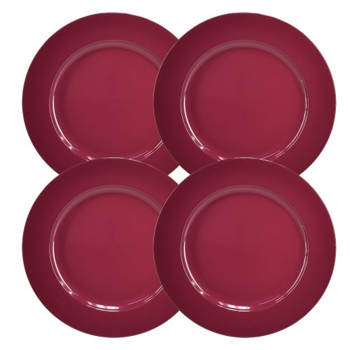 Sokoldalú sötétvörös műanyag tányérok 4 darab - 28 cm, tökéletes dekorációhoz és kültéri használatra