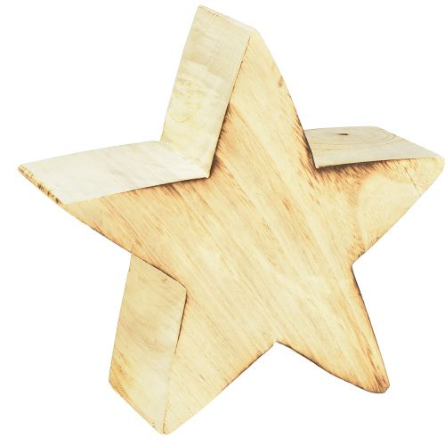 Rusztikus dekoratív csillag fából - natúr fa megjelenés, 20x7 cm - sokoldalú szobadekoráció