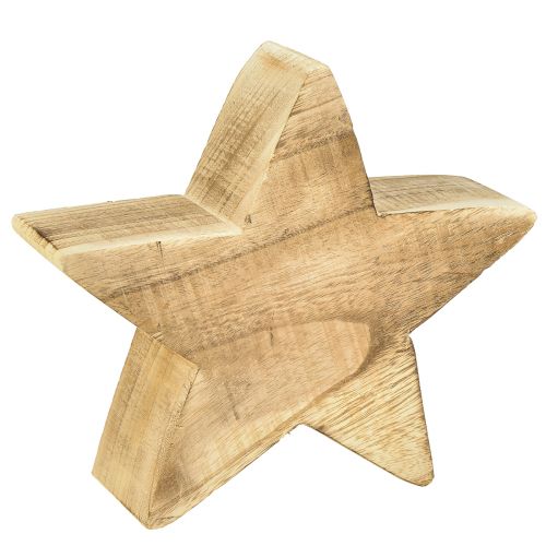 Rusztikus dekoratív csillag paulownia fából - natúr fa megjelenés, 25x8 cm - sokoldalú szobadekoráció