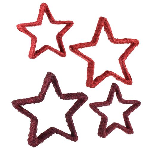Floristik24 Csillagálló karácsonyi dekoráció juta piros 13/18cm 4db