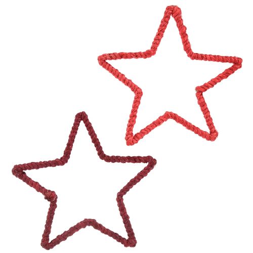 Adventi koszorú csillagok Karácsonyi dekoráció juta piros 15cm 8db
