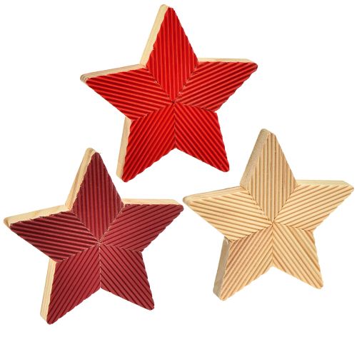 Csillag fa mikulásvirág bordázott piros natúr 11cm 3db