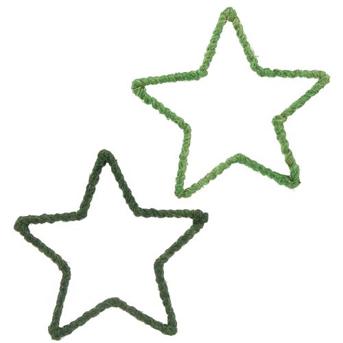 Csillag juta karácsonyi dekorációnak mikulásvirág zöld 15cm 8db