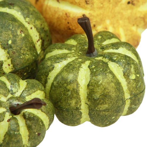 tételeket Szórványdísz őszi dekoráció sütőtök sárga zöld Ø2–4,5cm 12 db