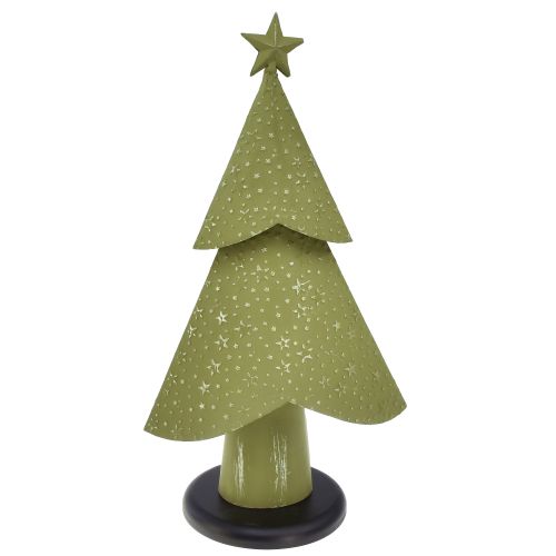 Karácsonyfa fém fa csillagok ezüst zöld H46,5cm