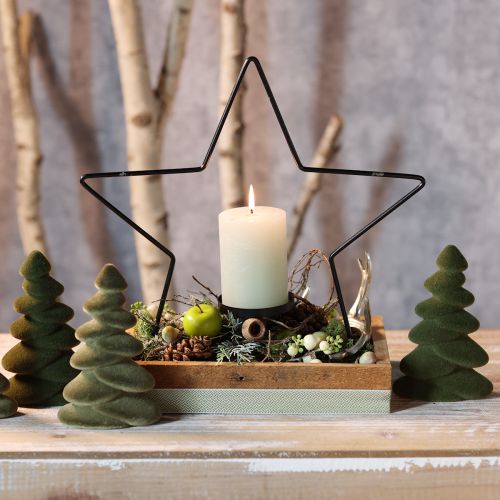 tételeket Karácsonyfa asztaldísz zöld színű fenyőből, 16,5 cm, 4 darab