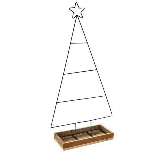 Fém karácsonyfa fa dísztálcával, 98,5cm - Modern karácsonyi dekoráció