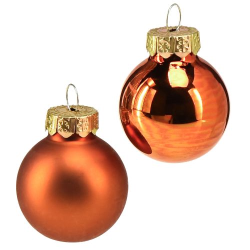 Karácsonyi golyók narancssárga mini üveggolyók Ø2,5cm 22db