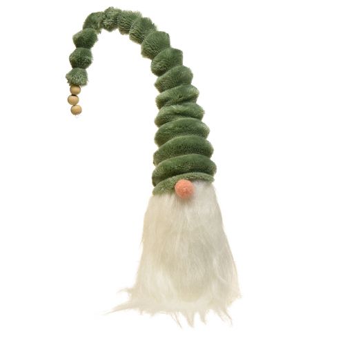 Ünnepi gnóm spirálzöld kalappal és fehér szakállal 2 db - 65cm - Skandináv karácsonyi varázslat az otthonodba