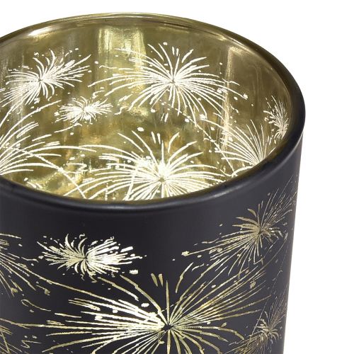 tételeket Elegáns üveglámpás tűzijáték dizájnnal - 6 db-os csomag fekete és arany 9 cm - Ideális dekoráció ünnepi alkalmakra