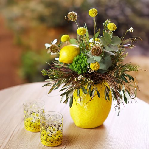 tételeket Citromváza kerámiaváza citromsárga mediterrán H19cm