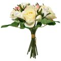 Floristik24 Artificial Roses Cream Yellow Pink Artificial Roses Dekoratív csokor 29cm 12db