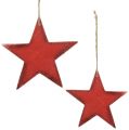 Floristik24 Akasztható fa csillagok 16,5cm / 20cm piros 6db