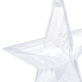 Floristik24 Csillag műanyag átlátszó karácsonyfadíszek felakasztására 12cm 6db
