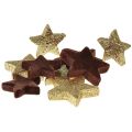 Floristik24 Csillag szórt dekoráció keverék barna és arany karácsonyi dekoráció 4cm/5cm 40db