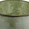 Floristik24 Ültető, juharlevelű fém edény, őszi dekoráció zöld Ø25,5cm H22cm