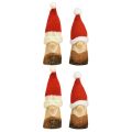 Floristik24 Dekoratív gnóm fa karácsonyi törpe kalappal piros natúr 10/12cm 4db